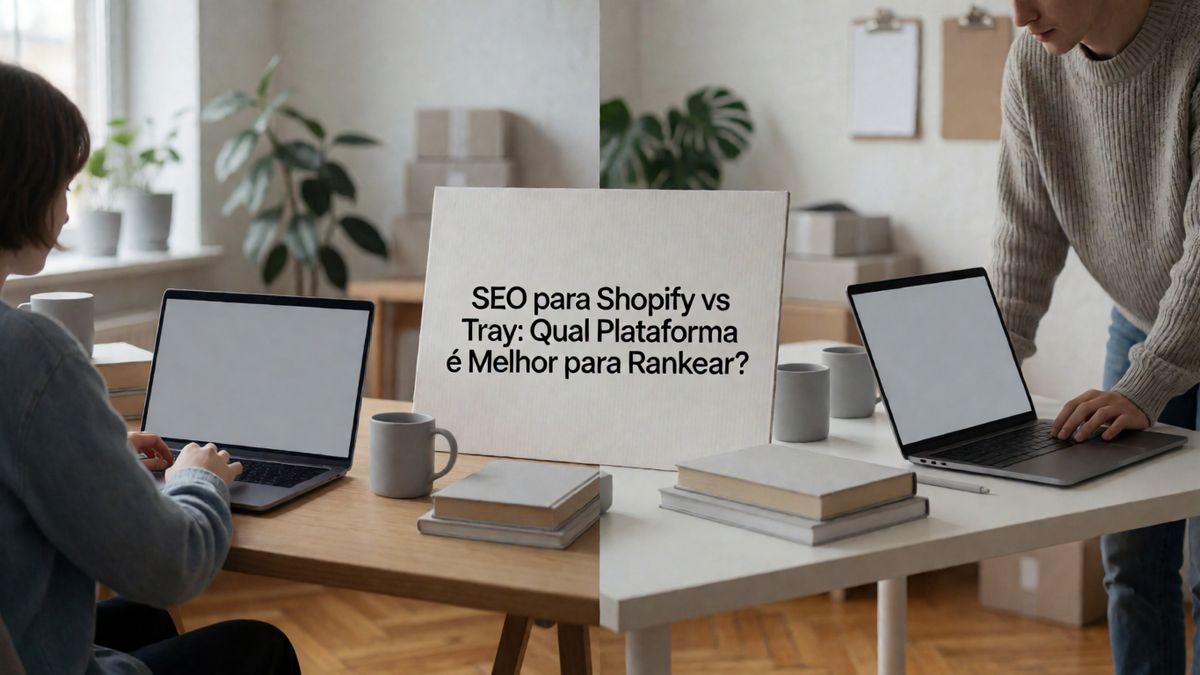 SEO para Shopify vs Tray: Qual Plataforma é Melhor para Rankear? - Ilustração detalhada sobre SEO para Shopify vs Tray